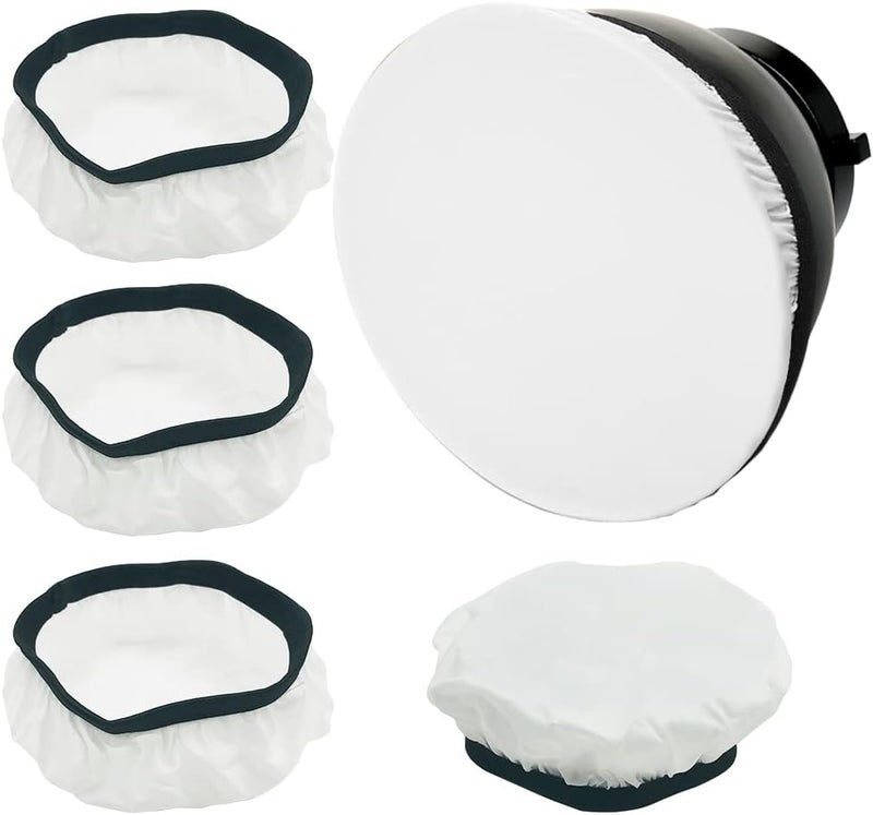 findTop 4-Pack Light Diffuser Sock - Universal Elastic Lamp Cover for Ring Light & Flash Photography (7 Inch/18cm) - Soft White Light Diffusion Fabric for Studio, Portrait, Product Shoots - Image 1